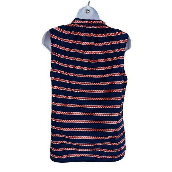 Macbeth Collection Americana Red White Blue Top Shirt Sleeveless V neck Nautical - Picture 2 of 10